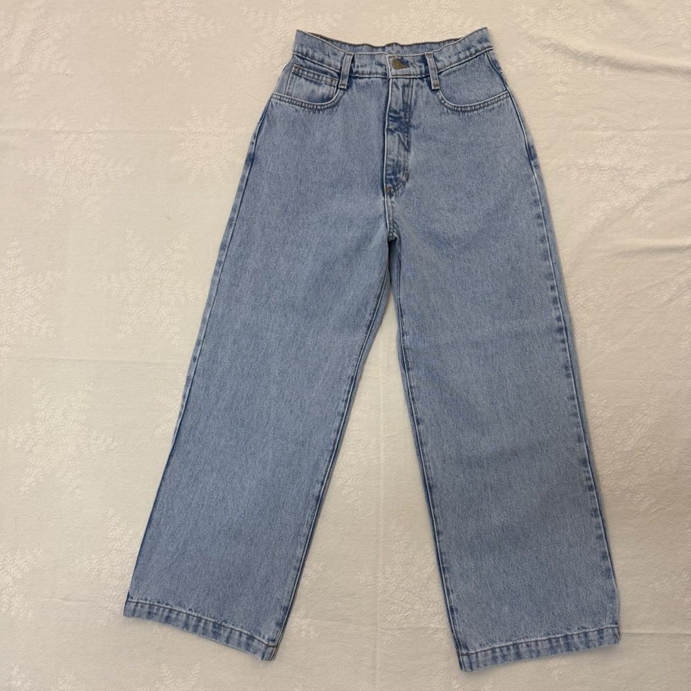 Los Angeles Apparel Womens High Waisted Wide Leg Jeans 28x27 RDNW09 USA Made